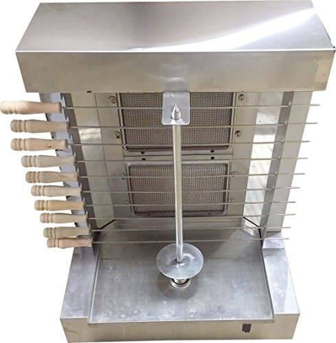 Bestone 2 Burners Propane Gas Grill Doner Kebab Automatic Shawarma Machine - Tacos Al Pastor with 10 Side Kebab Skewers