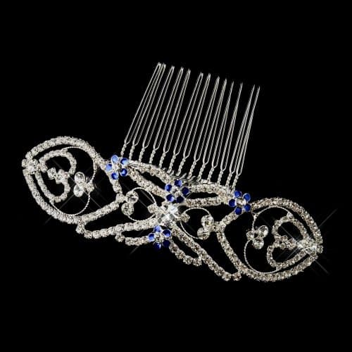 Bella Silver Clear &amp; Blue Rhinestone "Twilight" Comb