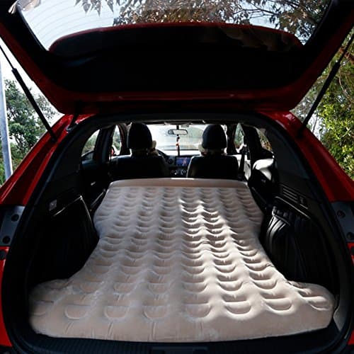 DMGF Camping Universal Car Inflatable Mattress Foldable Air Bed Cushion SUV Extended Portable Camping Travel Outdoor Air Pads With Air Pump Beige
