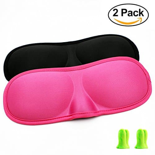 3D Sleep Masks with Ear Plugs - [2 Packs] Light Blocking Blindfold Cover Sleeping Mask Eyeshades Blinder, Travel Eye Mask with 4 Soft Ear Plugs, Lightweight Comfortable - Have A Nice Dream