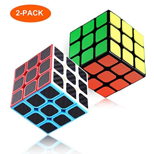 2 Pack Magic Cube Speed Cube 3x3, 3D Puzzle Game Toy, with Carbon Fiber Sticker, Smooth Speed Twist with Original Magic Cube Color, Upgraded Version, 5.7cm