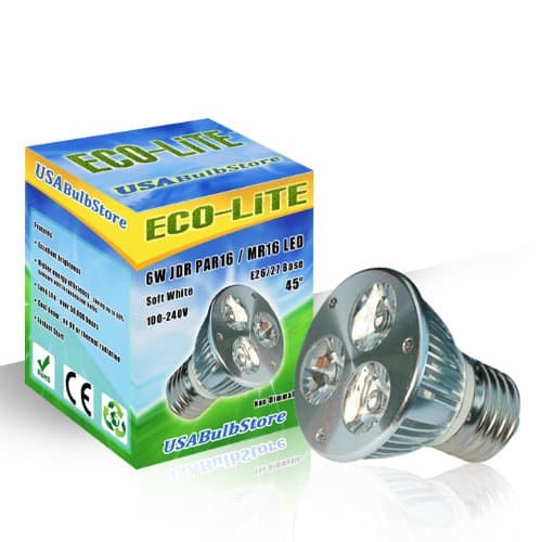 ECO-Lite 6W LED PAR16 E27 Flood 45° Soft White Curio Cabinet Light Bulb