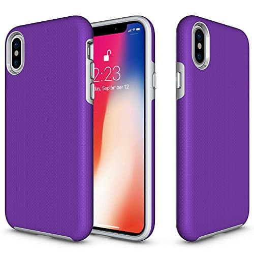 iPhone X Case, MXWANG Armor Shock Absorbing Heavy Duty TPU + PC Dual Guard Protection Series Case for Apple iPhone X (2017) - Purple