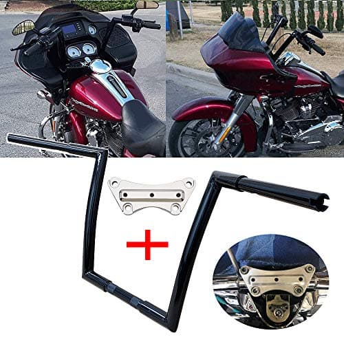 TTX-LIGHTING Black 14" Rise APE Hangers Handle Bars W/CNC 1" Top Clamp for Harley 1983-2014 Touring Road King Street Glide Road Glide Electra FLHR FLHX FLTR FLHT