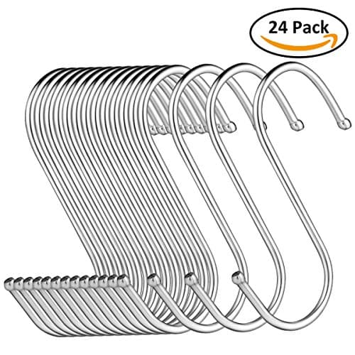 S Shaped Hanging Hooks(24 pack) ,Adkwse Hanger Hooks 3.5" Hanging Hanger Heavy Duty Stainless Steel S Hooks for Kitchen, Bathroom, Bedroom and Office