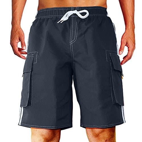 Dwar Men's Swim Trunks Beach Short (Medium, Dark Blue)