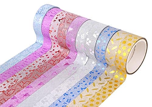 30 Roll Mega Pack Glitter Washi Masking/Craft Tape Set, for Bullet Journal, Decoration, Gift Wrapping, and DIY