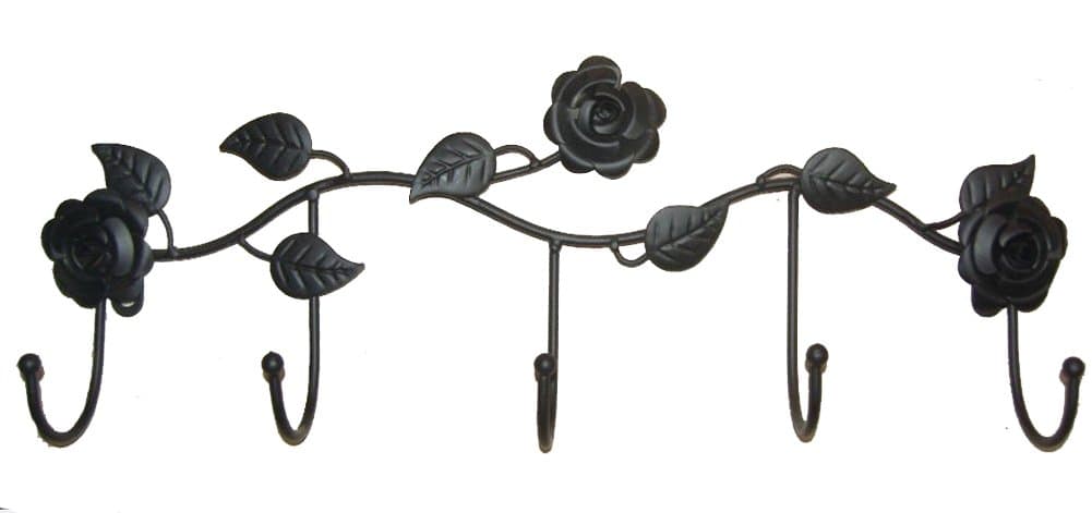 Wrought Iron Wall Mount 5 Hook Rack Coat Racks Towel Rack Keys Hanging