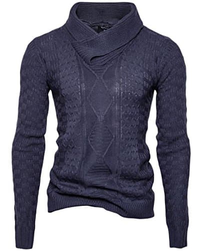 Esast Mens Long Sleeve Business Lap Slim Fit Solid Color Zippered PU Leather Coat Blue M