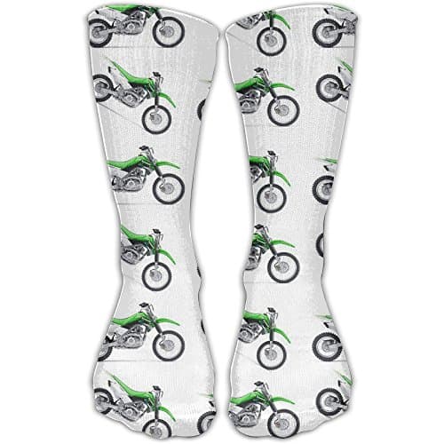 Green Dirt Bike Colorful Patterned Crew Socks Long Compression Socks For Women And Men