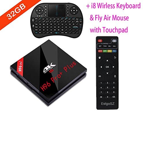 SUNKINFON 2017 Lastest H96 Pro+ Plus 3GB+32GB 4K2K Android 6.0 TV Box Amlogic S912 Octa Core CPU Dual-band WiFi 2.4GHz/5.0GHz Bluetooth 4.1 Media Player + Wireless Keyboard & Fly Air Mouse & Touchpad