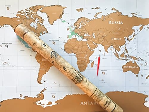 Large World Travel Adventure Scratch Off Map with precision scratch pen (Gold - 33" x 23")