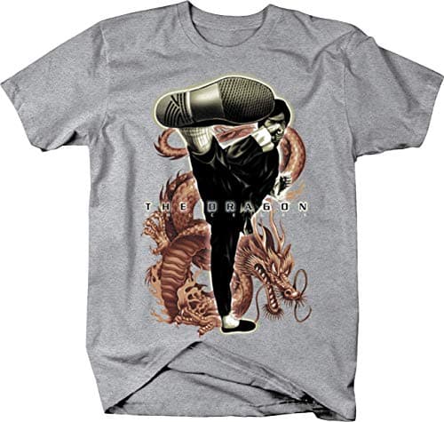The Dragon Bruce Lee Kicking with Dragon Behind Him Custom Tshirt
