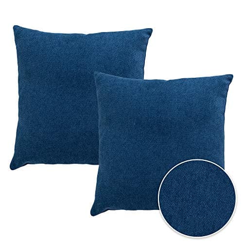 Stellhome Pack of 2 Soft Chenille Throw Pillow Covers Square Decorative Set Cushion Covers for Bed Couch Sofa Bench, 18 x 18 inch (45 cm), Dark Blue