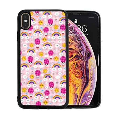Panda Bear Rainbows Clouds Pink iPhone Xs Max Case. TPU + Pearl Plate + PC Material Cover Case Drop Protection Multifunction Shock Absorption Phone Case for iPhone Xs Max