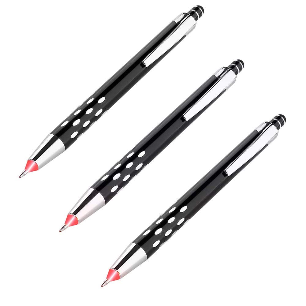 Glovion Lighted Tip Pen - LED Penlight Light Up Pen Light Ballpoint Pen with Light for Writing in the Dark - Pack of 3 - Red Light
