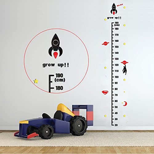 LemonGo 3D Height Measure Wall Sticker Rocket Grow Up Universe Crystal Acrylic Wall Decor Self-adhesive DIY Wall Murals Removable For Kids Room Baby Nursery