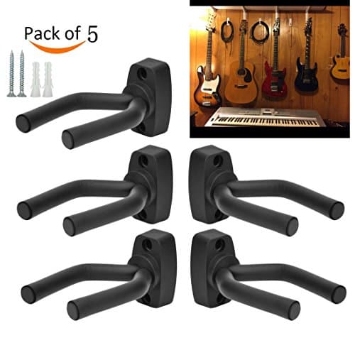 5-PACK Guitar Hanger Hook Holder Wall Mount Display Acoustic Electric (Black)