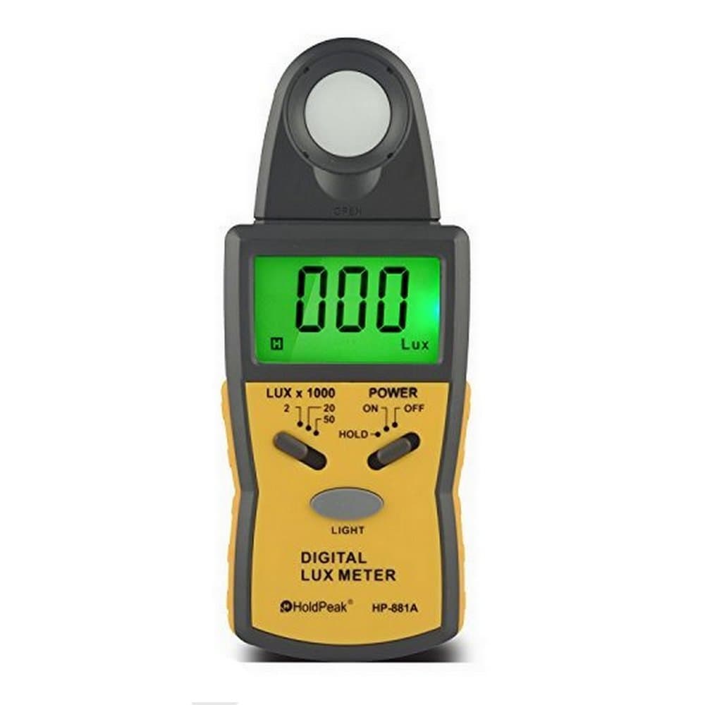 HoldPeak 881A Digital Light Meter,Illuminance,Lux Meter,Luminometer with Data Hold,Backlight and Separate Light Sensor (1~50,000Lux) CE,ISO,ROHS,GMC Approved
