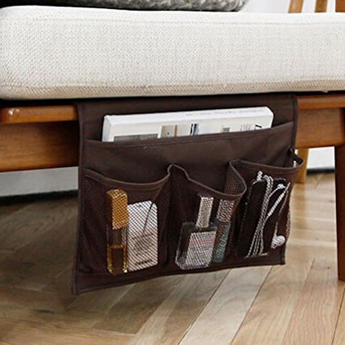 Sixsop Bedside Storage Organizer Sofa Storage Organizer Table Cabinet Storage Organizer for Tablet Magazine Phone Remotes Brown