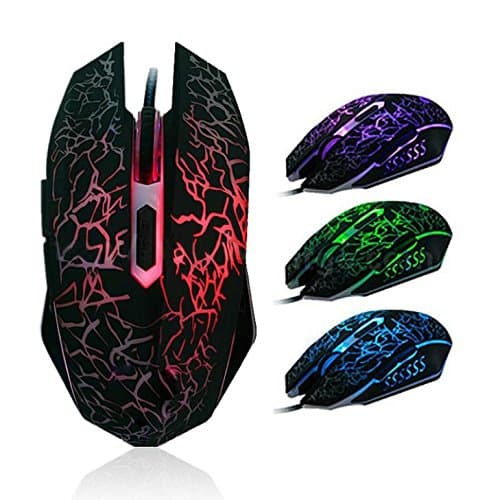 LawUza Gaming Mouse Colorful Backlight 4000DPI Optical Wired Mice