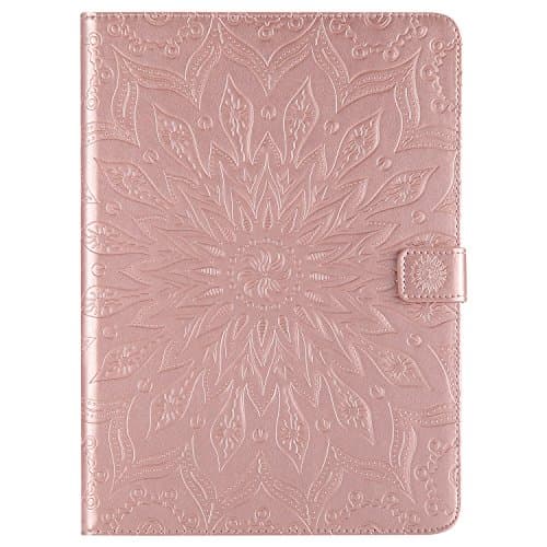 iPad 5th/6th Generation Wallet Case,Stingna Sunflower Embossed PU Leather Smart Cover Folio Stand Case with Auto Sleep/Wake Function for Apple iPad 9.7 Inch 2017/2018 (rose gold)