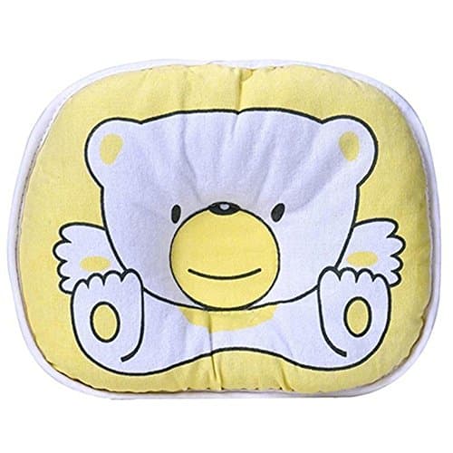 Alandaus Baby Cute Bear Pattern Prevent Flat Head Pillow Cushion (Yellow)