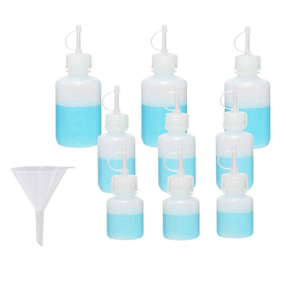ULAB Scientific Drop-Dispensing Bottle and Funnel set, Each 3 of Vol. 30ml 60ml 125ml of Drop Bottle, LDPE material, 1pc of Plastic Analytical funnel offered, UDB1001