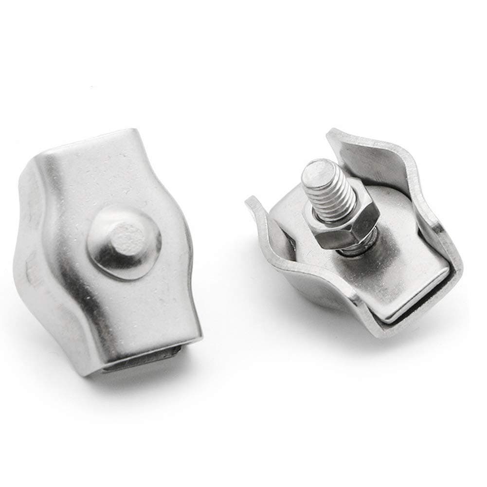 Yoohey 10pcs M4 Simplex Single Bolt Wire Rope Clip 304 Stainless Steel Cable Clamps for 2-3mm Diameter Wire Rope