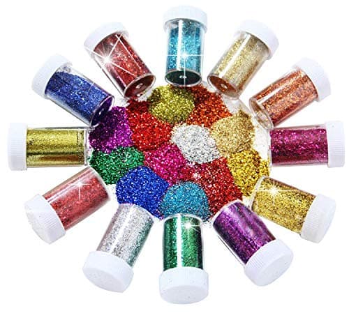 Niceclub Glitter Shaker Tubes for Crafts and Card Decorations - Assorted Colors (Set of 12)