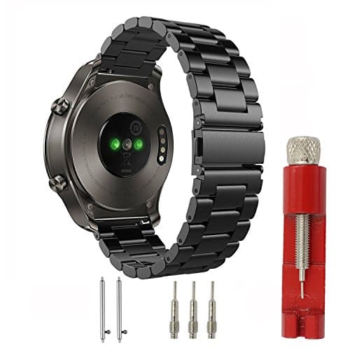 Huawei Watch 2 Classic - Titanium Grey Band, Cbin 22mm Solid Stainless Steel Metal Business Replacement Bracelet Strap for Huawei Watch 2 Classic Smartwatch - Titanium Grey (Metal Black Large)