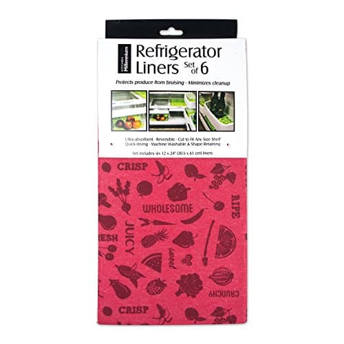 DII Kitchen Millennium Non Adhesive Cut to Fit Machine Washable Fridge Liner For Drawers, Bins, Trays, Protect Produce, Set of 6, 12 x 24 - Red