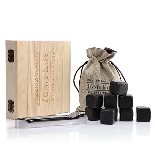 Ignislife Premium Whiskey Stone Cooling Rocks Gift Set(Set of 9)-with Clip and Gift Bag