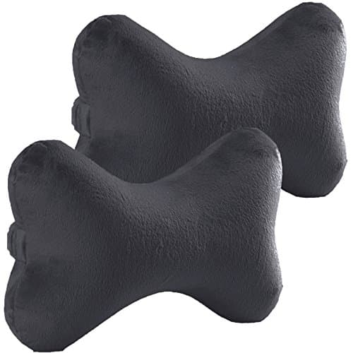 2 Packs Dog Bone Shaped Travel Neck Pillows Memory Foam Car Bus Truck Driving Comfort Head Rest Support (Black)