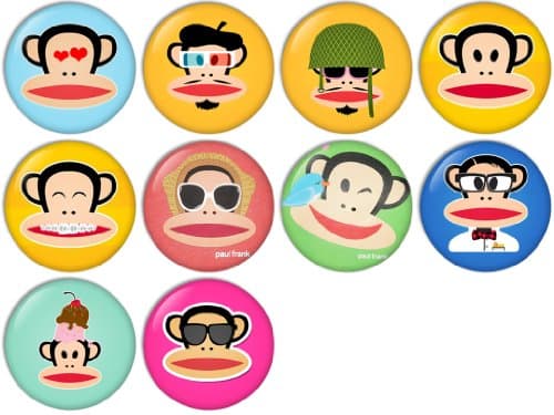 Paul Frank Julius the Monkey Set 4 Pinback Buttons Badges/Pin 1 Inch Set of 10 New