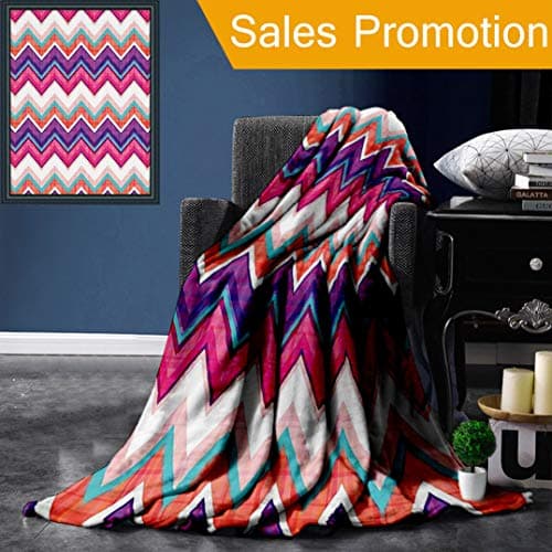Unique Custom Flannel Blankets Chevron Decor Large Chevron Motifs in with Variable Angles Parallel Lines G Super Soft Blanketry for Bed Couch, Throw Blanket 50" x 70"