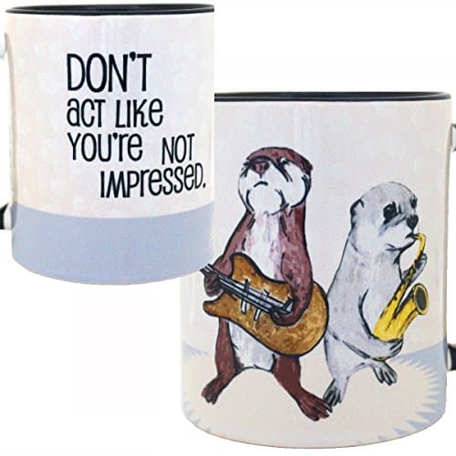 Impressed Otters Band Mug by Pithitude - One Single 11oz. Black Coffee Cup
