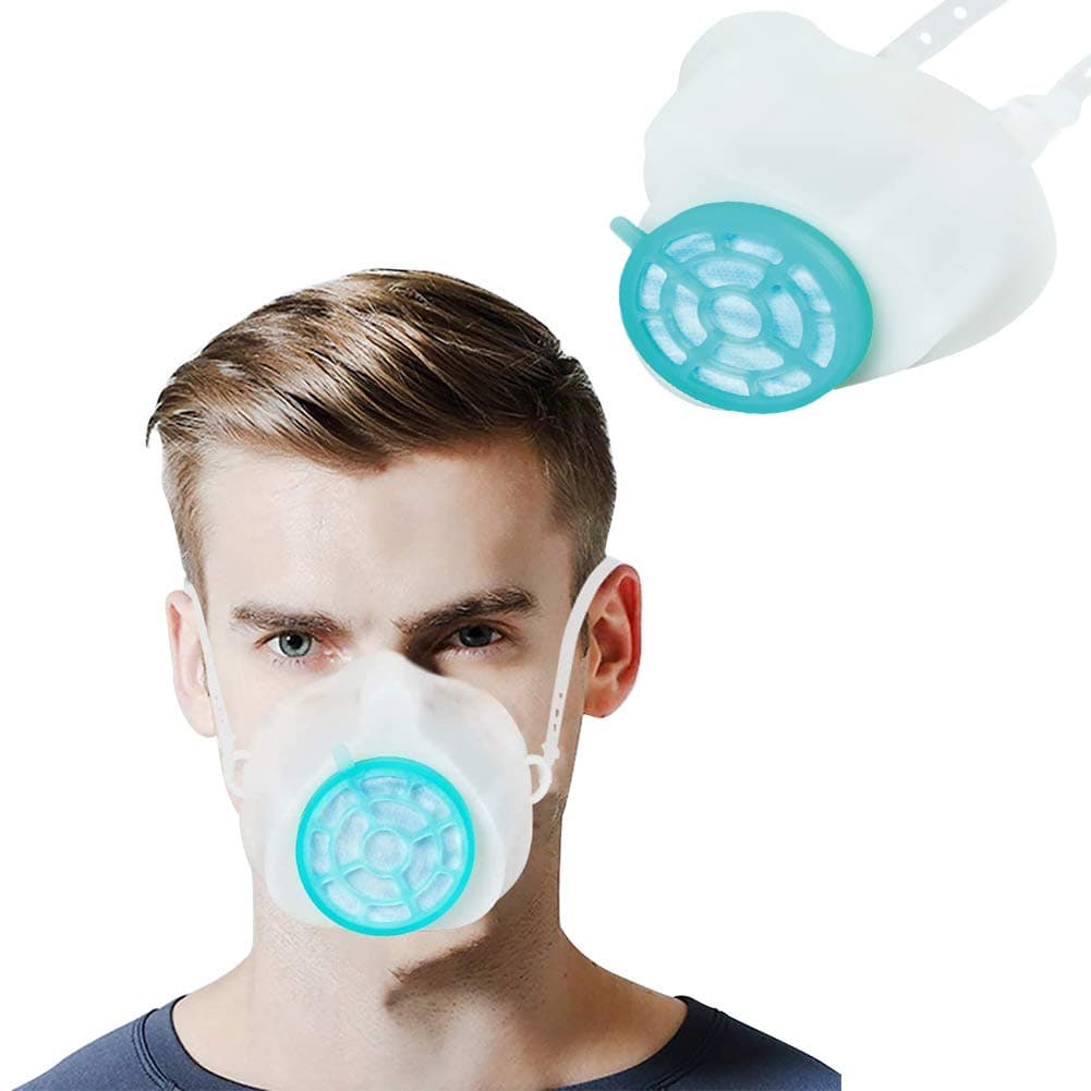 QOTTY Reusable Adjustable lanyard Silicone Mask With 50 Pcs Filter, Washable