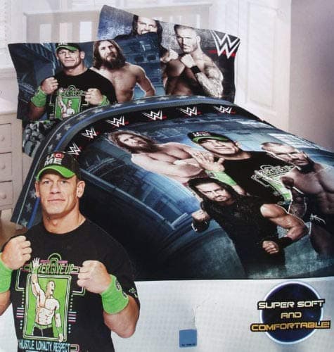 WWE Industrial Strength Full Comforter & Sheet Set (5 Piece Bed in A Bag) + WWE Toothbrush!