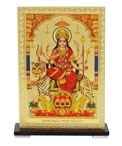 Goddess Durga Crystal Plastic Sheet Frame Pooja Accessories Car Dashboard Decor