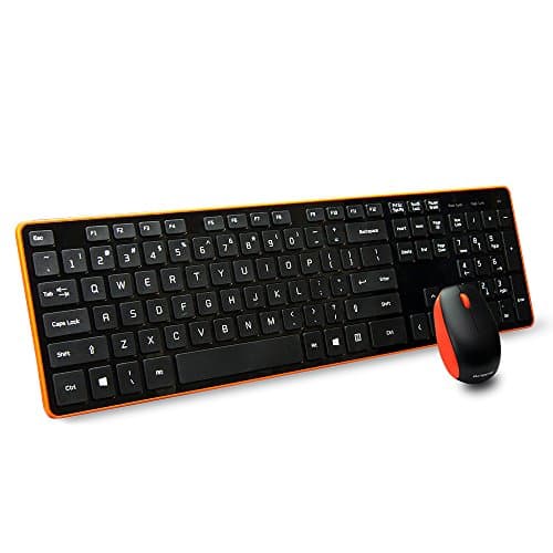 BFRIENDit Wireless Keyboard and Mouse Ultra-Quiet Chocolate Keys 2.4GHz Connection Slim Wireless Keyboard Mouse Combo for Windows 10 / 8 / 7 / Vista , Mac & PC , Smart TV , RF1430K - Black & Orange