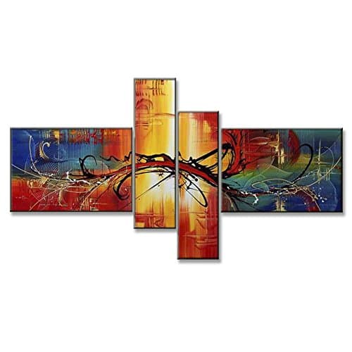 Neron Art Hand Painted Split Canvas Paintings Abstract 4 Pieces - 72X40 inch (183X102 cm) for Living Room Bedroom Dining Room Wall Decor To DIY Frame Home Decoration - Lisbon by