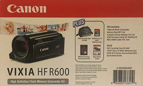 Canon Vixia HF R600 High Definition Flash Memory Camcorder Kit