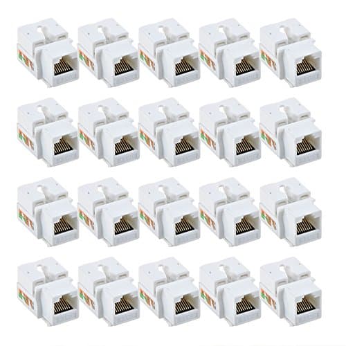 Flashmen 20 Pack Cat6 RJ45 Keystone Jack with Keystone Punch-Down Stand for Cat 5 Cat5e Cable