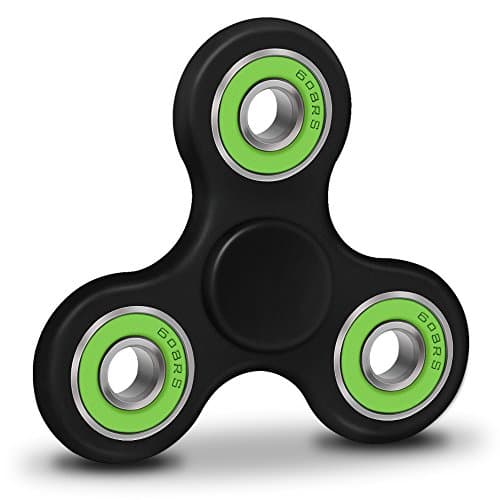 EDC Tri Fidget Spinner Spinning 3mins+ Finger Stress Reducer Toy for Boredom, Anxiety, Focusing (Black Green)