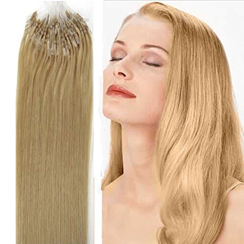 Straight Remy Loop Micro Ring Beads Tipped Human Hair Extensions Fashion 1G/S (18" 50S, 24 Golden Blonde)