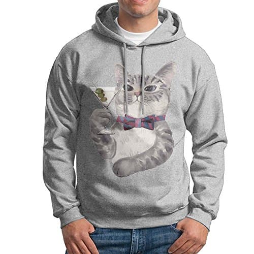 Men's Pullover Hoodie Sweatshirt Cat Kitten Illustration Printed Design