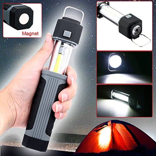 2018 Newest Stretchable Work Light Flashlight, RuiFengShun Multifunction Dual Modes Hand-held Flash Lights, Cob LED with Magnet Base for Emergency, Car Repairing, Workshop (No AAA Battery )