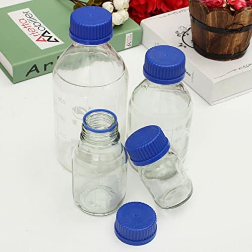 Experiment Glass Reagent Bottles Blue Screw Cap 100ml 250ml 500ml 1000ml (Random: Capacity)