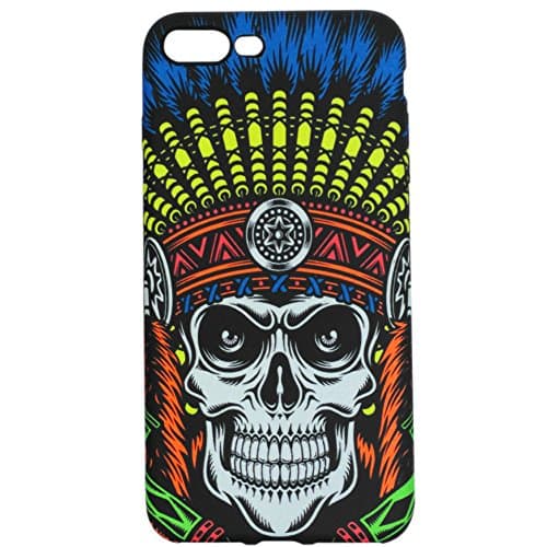 iPhone 7 Plus Phone Case Luminous Fluorescent Phone Cover Soft TPU Protection Shell Case Scratch-Resistant Creative Skull Outlook (Indian Skull)